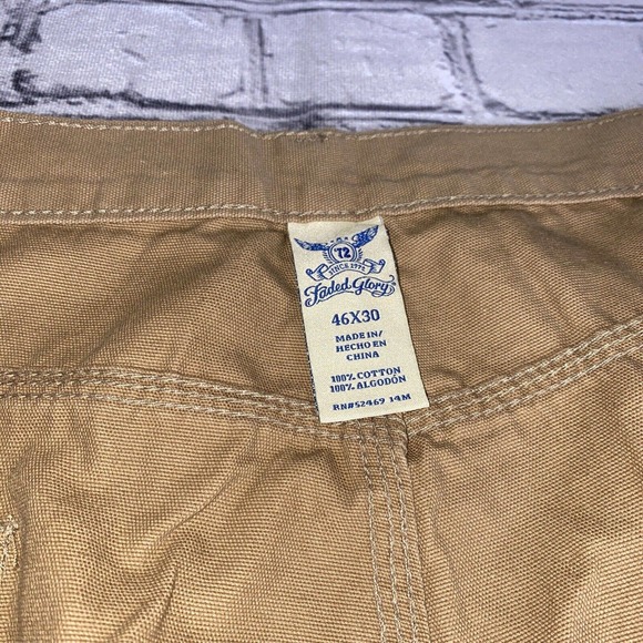 Faded Glory Carpenter Canvas Pants 46x30 Mens Brown Size Straight Leg Denim - Picture 3 of 6
